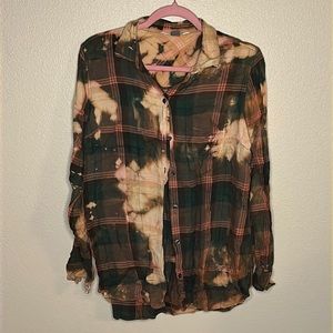 Bleach tie dyed button up